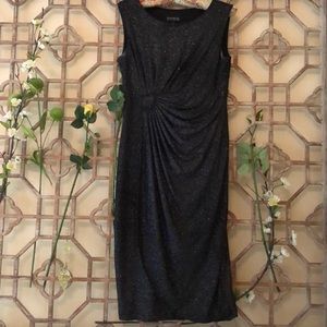 Sparkling black mock wraparound sleeveless dress